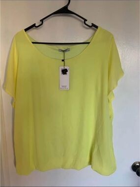 NWT zeagoo Neon Yellow Short Sleeve Scoop Neck Blouse